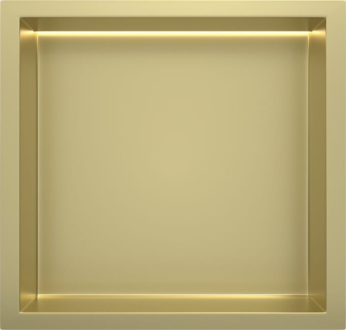 Mat goud RVS Inbouwnis 30x30x7cm met LED verlichting