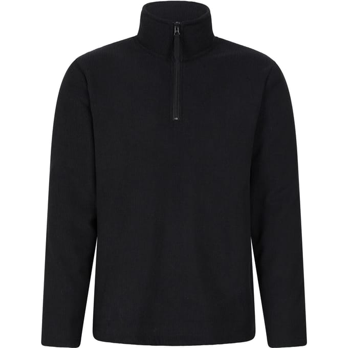 Mountain Warehouse Heren Farland Fleece gevoerde Half Zip Midlayer (Zwart)