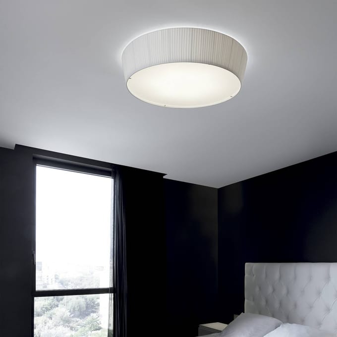Bover LED plafondlamp Plafonet, Ø 60 cm, wit, aluminium/stof