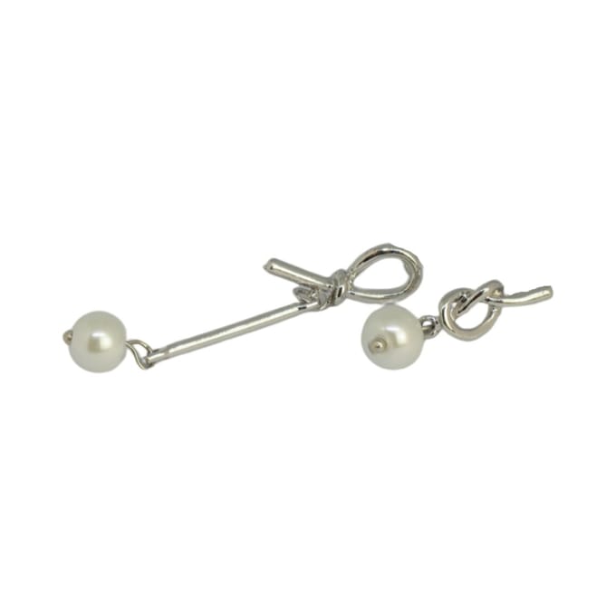 Silver Asymmetrical Pearl Earrings