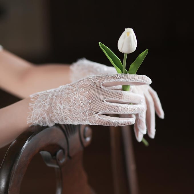 Date de Mariage Gants Courts Blancs Accessoires Mariée Dames white