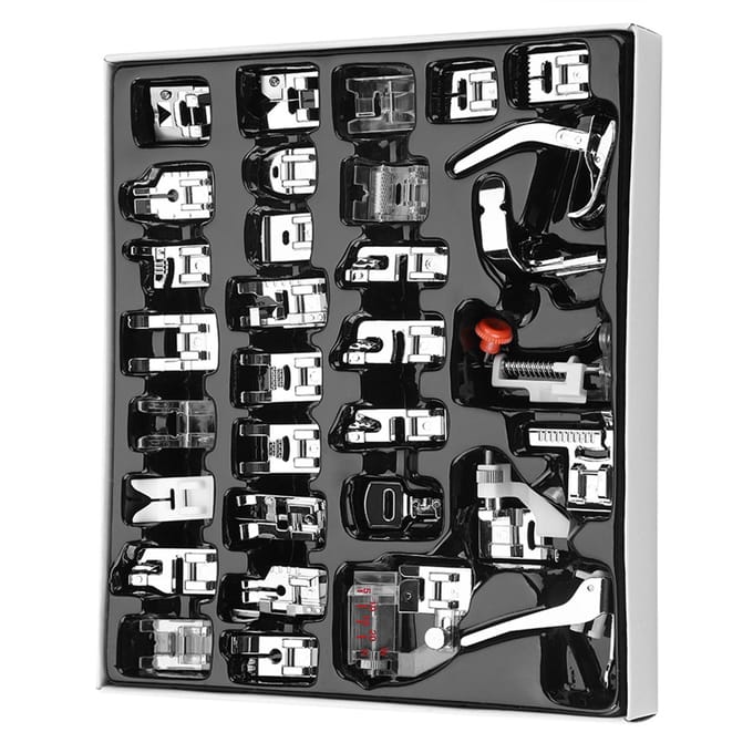 32 stuks/set Stikken Loopvoet Persvoeten Kit Huishoudelijke Naaimachine Accessoire black