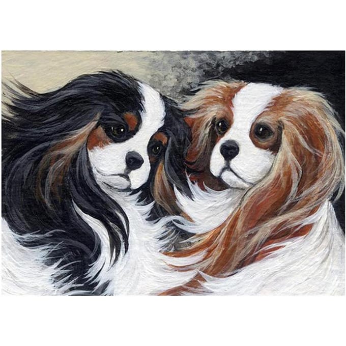 Charles Spaniel animal de compagnie perceuse complète diamant rond broderie 5D peinture diamant 20X30CM gray