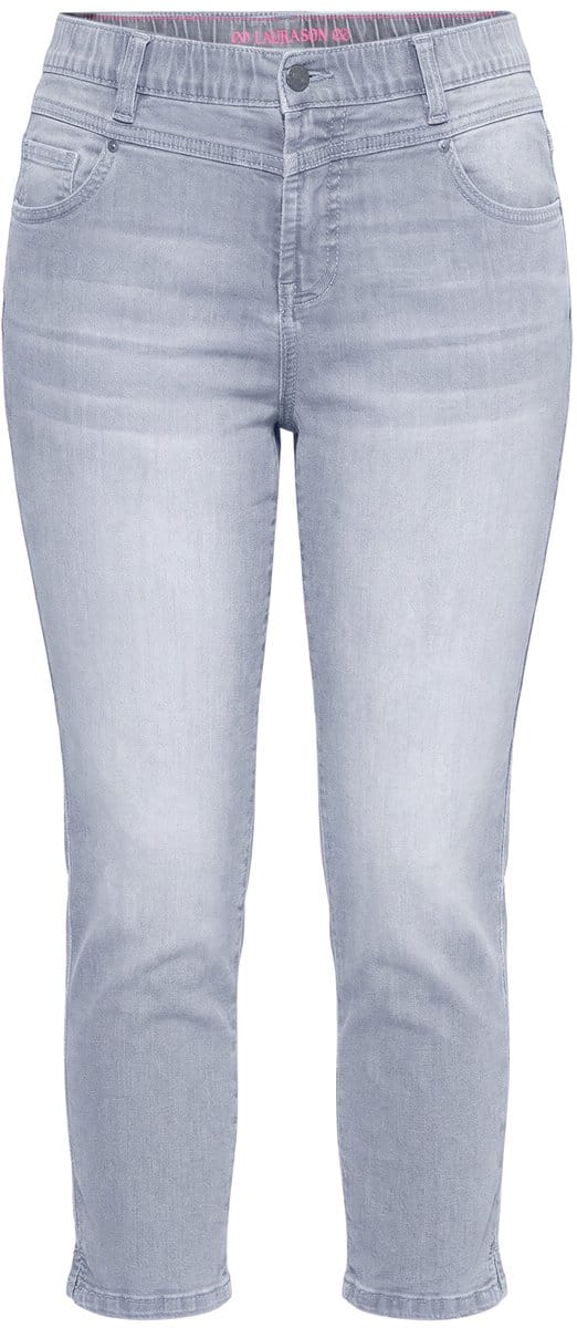 Laurasøn - Dames - Jeans met hoge taille Slim 3/4-lengte - Lichtgrijs denim - Maat 52