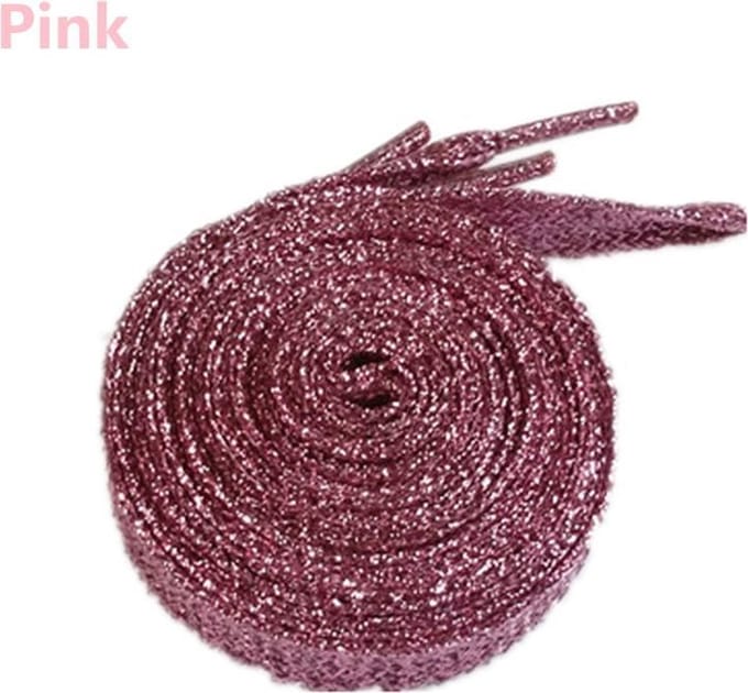 Glitter schoenveters | plat | 1 paar | 110 cm | roze