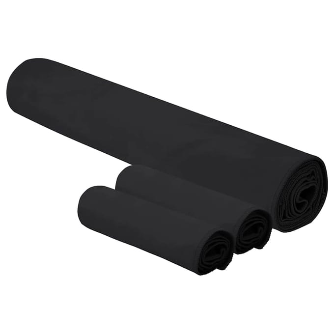 vidaXL - Sporthanddoek - Set - 3 - st - Zwart - 210 - x - 100 - cm
