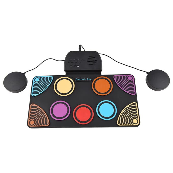 Elektronisch Drumstel met Luidspreker Hand Roll Drumstel 9 Pads Ondersteunt Diverse Audio-ingangen 7 Drum zwart