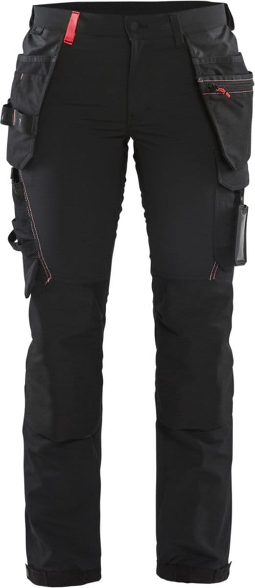 Blaklader Dames 4-weg stretch werkbroek 7192-1645 - Zwart/Rood - D25