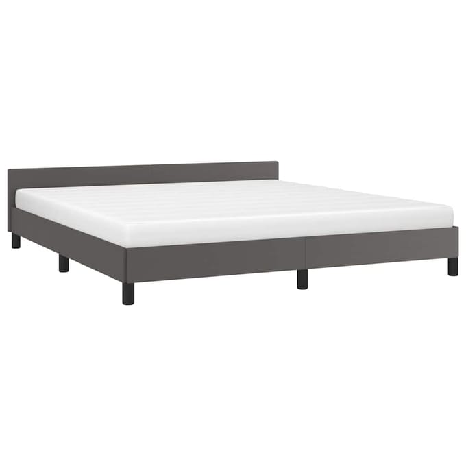 vidaXL - Bedframe - met - hoofdeinde - zonder - matras - 160x200 - cm - grijs