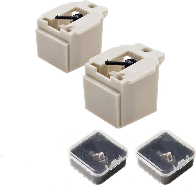 Naald Vervangingsset - Stylus Set - Vinyl Afspelen - Diamantpunt - 2 stuks - Wit