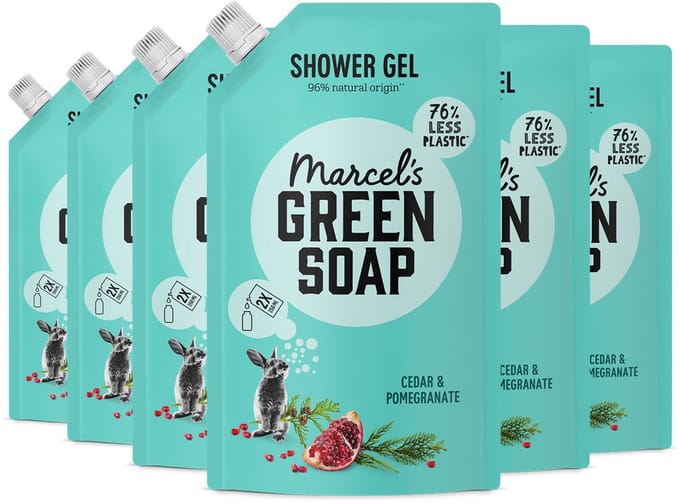 Marcel's Green Soap Douchegel Navulling - Ceder & Granaatappel - 6 x 500ml