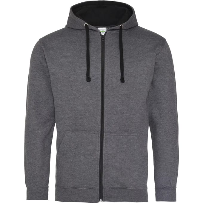 Gecontrasteerde hoodie met rits Just Hoods Varsity