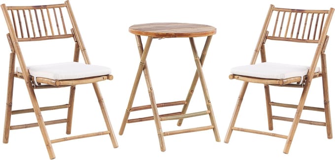 SAVELLETRI - Bistroset voor 2 - Gebroken wit - Bamboehout