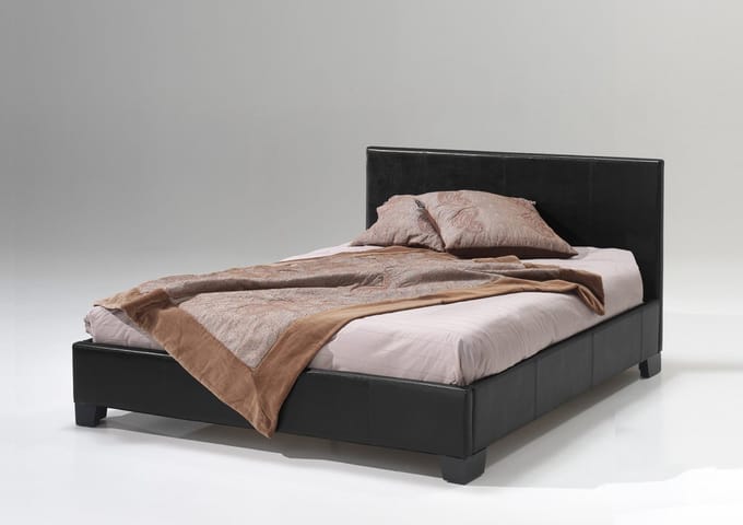 Bed 'Roma' 140x200 + Lattenbodem - PU Zwart