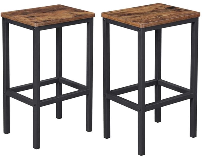 BEGRYF Barkrukken Set van 2 – Industrieel – Vintage Bruin & Zwart – 65 cm