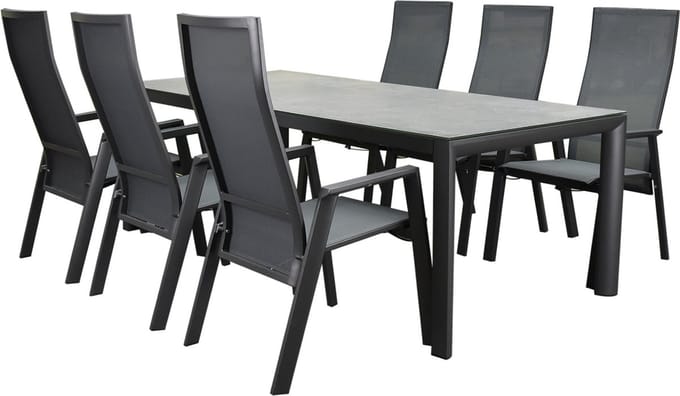 Nancy Angora dining tuinset 220x100xH74 7 delig verstelbaar