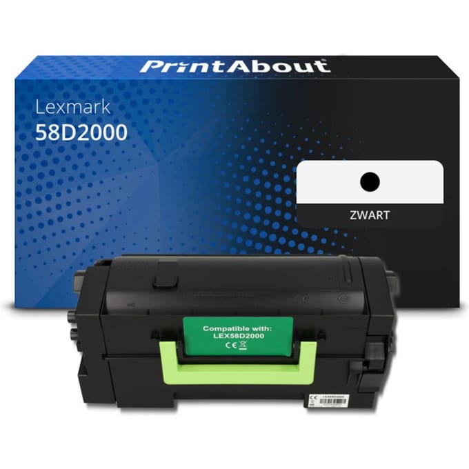 PrintAbout huismerk Toner 58D2000 Zwart Geschikt voor Lexmark