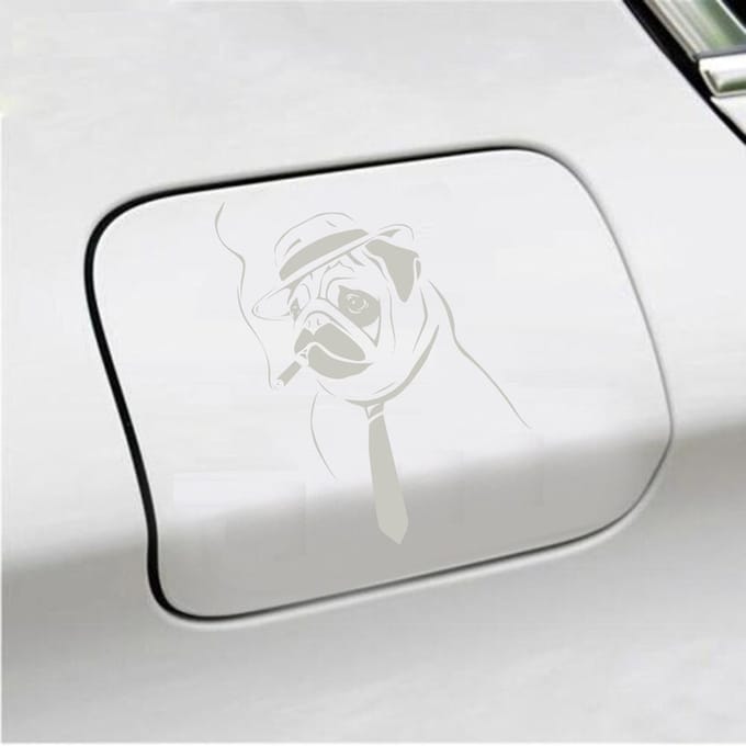 Bumpersticker - Hond Rokend - 10 X 13,6 - Zilver
