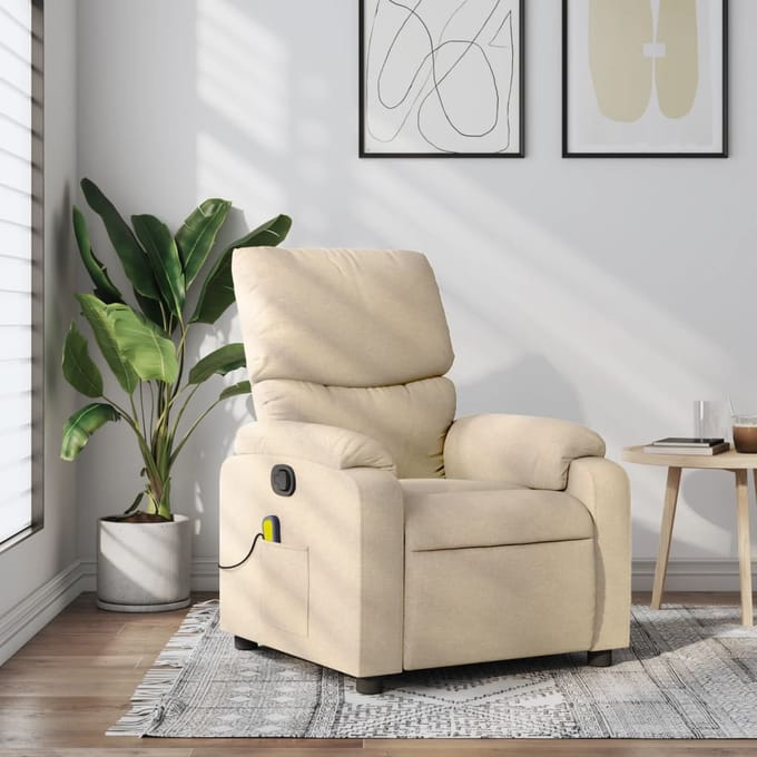 vidaXL - Massagestoel - met - crèmekleurige - stof