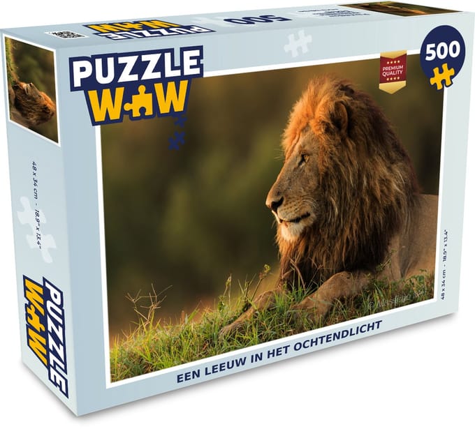 Puzzel Zonsopkomst - Leeuw - Gras - Legpuzzel - Puzzel 500 stukjes