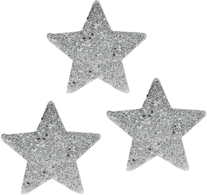 Strooidecoratie sterren met glitter Ø6,5cm zilver 36 st, 36 Stück