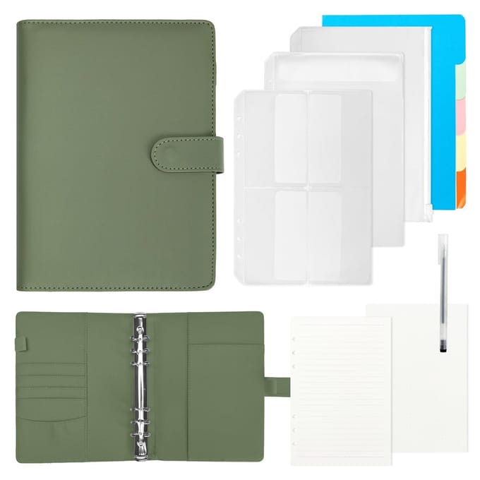 MTTProducts - A5 Ring Binder - Notitieboek - Elegant en Functioneel - Groen - Budget Planner - Document Folder - Geschikt voor School en Werk