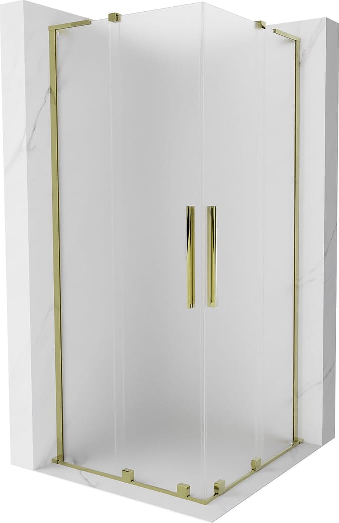Mexen Velar L Duo schuifdouchecabine 80 x 80 , matglas, goud - 871-080-080-02-33-50