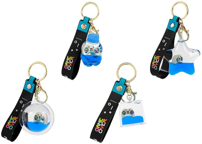 iTotal Set van 4 Sleutelhanger Liquid LET’S PLAY Keychain Plastic 3.3x2.9x5cm