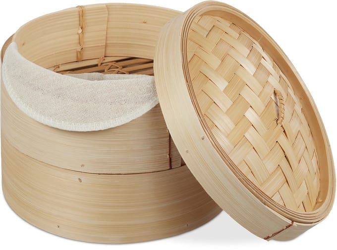 bamboe stoommandje - Ø 20,5 cm - 2 etages - voor dim sum - rijst