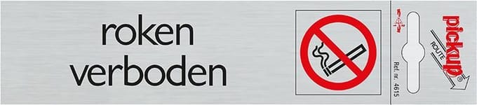 Pick-up bordje Roken Verboden - Aluminium - 165 x 44 mm