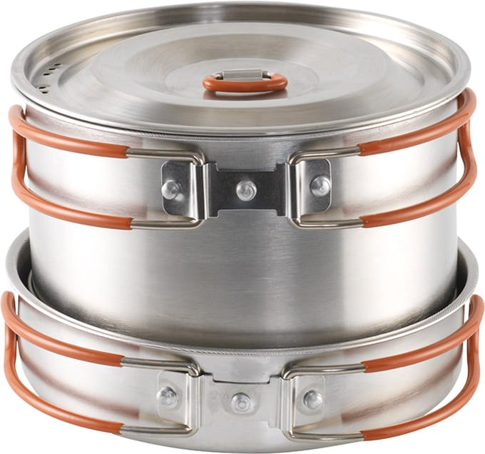 Easy Camp Moss 4 Cook Set Campingkookset Stapelbaar Roestvrijstaal Silliconen