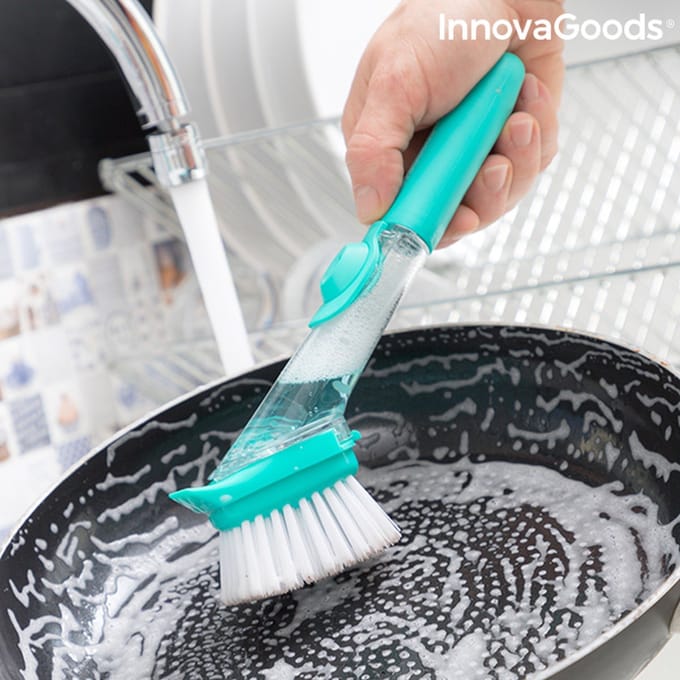 Schuurborstel met handvat en zeepdispenser Cleasy - InnovaGoods
