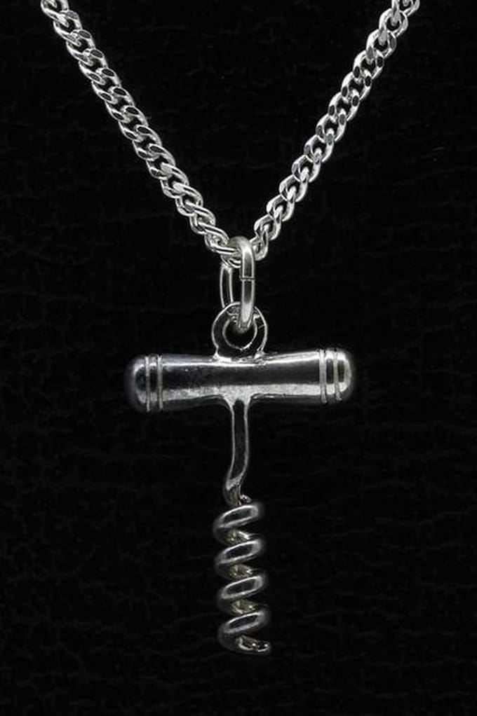 Zilveren Kurkentrekker ketting hanger - klein
