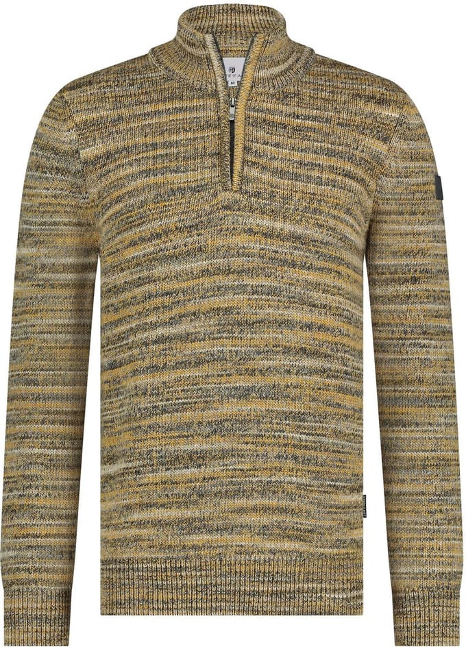 State Of Art Half Zip Trui Melange Geel - Maat 3XL - Heren - Pullovers