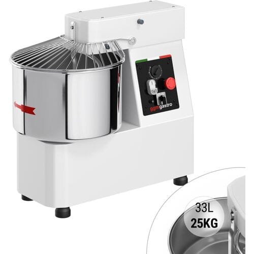 GGM Gastro Deegkneedmachine / Spiraalkneder - 33L / 25kg deeg - vaste kom - met timer - 400V zilver