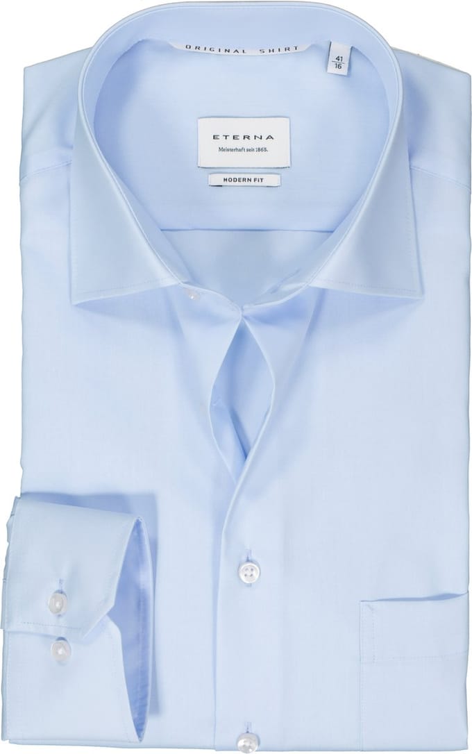 ETERNA modern fit overhemd - popeline - lichtblauw - Strijkvrij - Boordmaat: 43