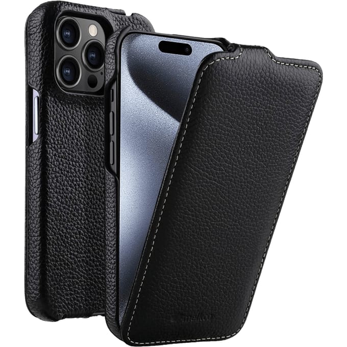 Melkco Apple iPhone 15 Pro Leather Flip Case Zwart