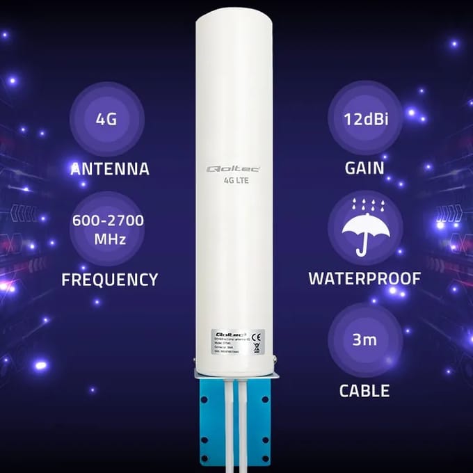 Qoltec Antenne 4G LTE DUAL |   12dBi |   omni-directioneel |   extern