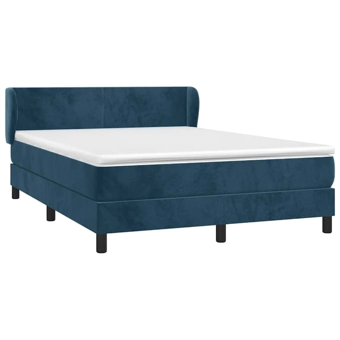 vidaXL - Boxspring - met - matras - fluweel - donkerblauw - 140x200 - cm