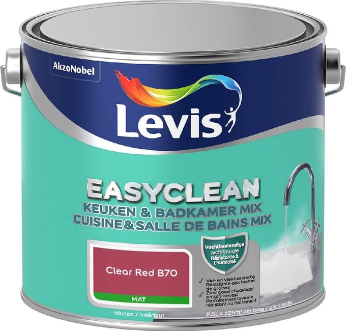 Levis - Easyclean Keuken & Badkamer Mix - Clear Red B70 - Mengverf - 2,5 L