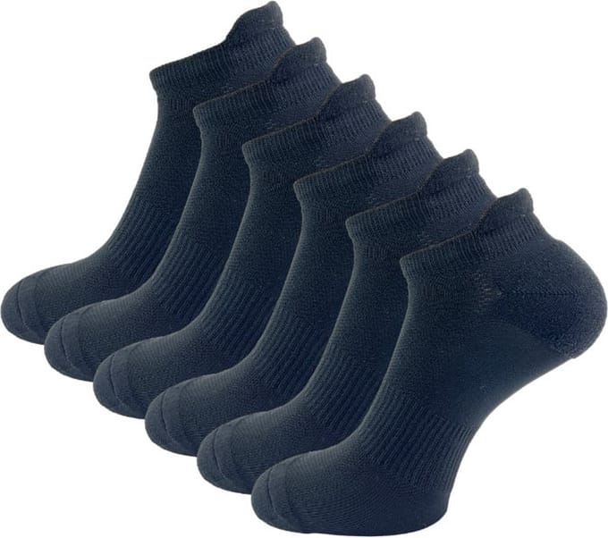 6 paar Compressie Hardloop Sneakersokken - Zwart - Maat 47-50