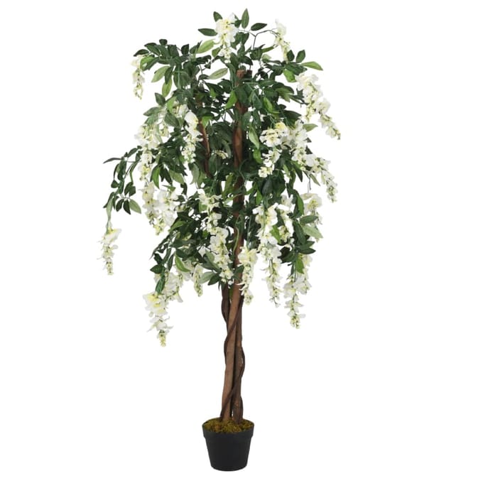 vidaXL - Kunstplant - wisteria - 1470 - bladeren - 200 - cm - groen - en - wit