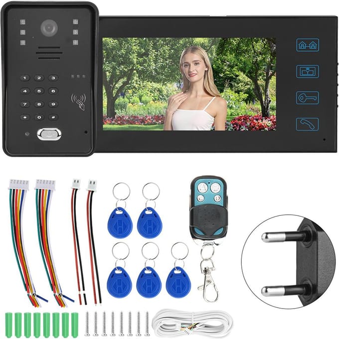 Sonnette vidéo avec écran LCD TFT 7 pouces, télécommande, mot de passe, interphone vidéo étanche