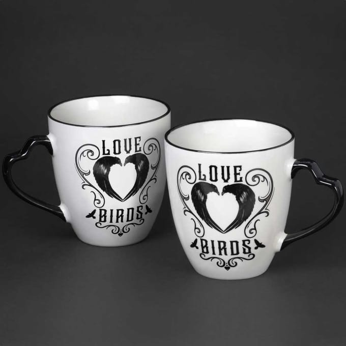 Alchemy - Love Birds Couple set Mok/beker - Wit/Zwart