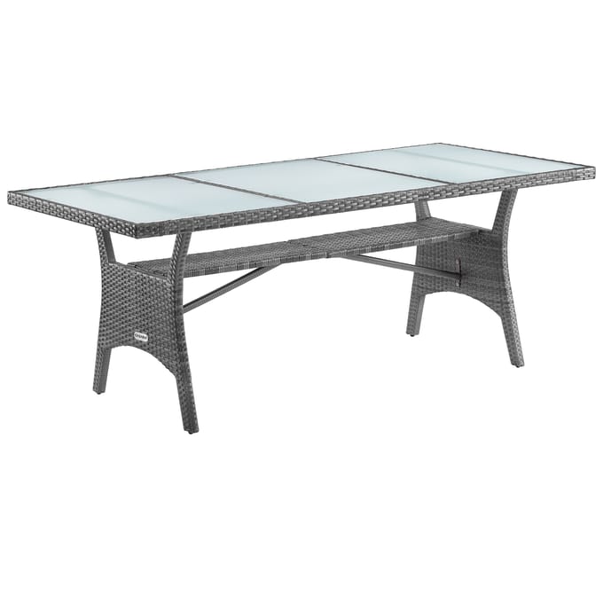 Casaria Polyrattan Tafel – Veiligheidsglasblad 190x90x74 cm – Grijs