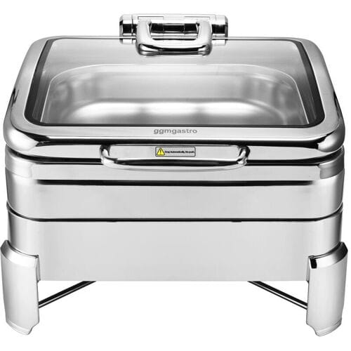 GGM Gastro Chafing Dish / Speisenwärmer - Edelstahl - GN 2/3 - mit Soft-Close-Glasdeckel Zilver