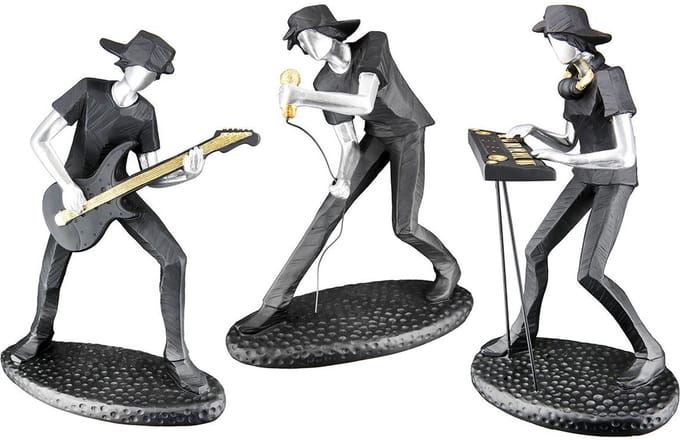 Gilde Handwerk - Sculptuur - Beeld - Muzikaal Trio - Band - Set/3 - Polyresin