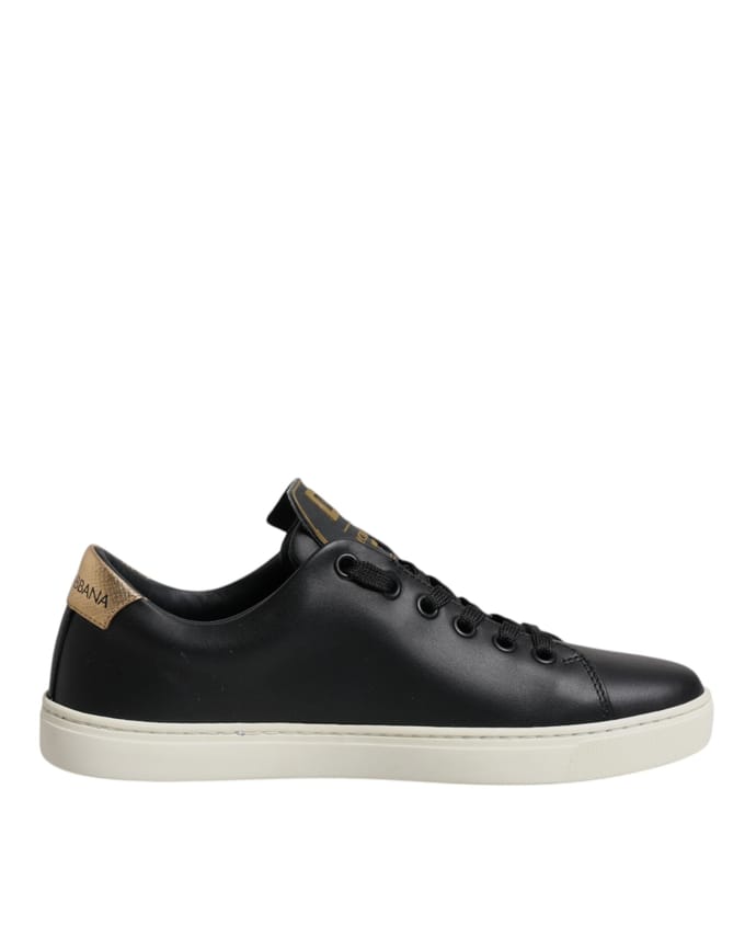 Dolce & Gabbana Zwarte Leren Gouden Rode Hart Sneakers Schoenen