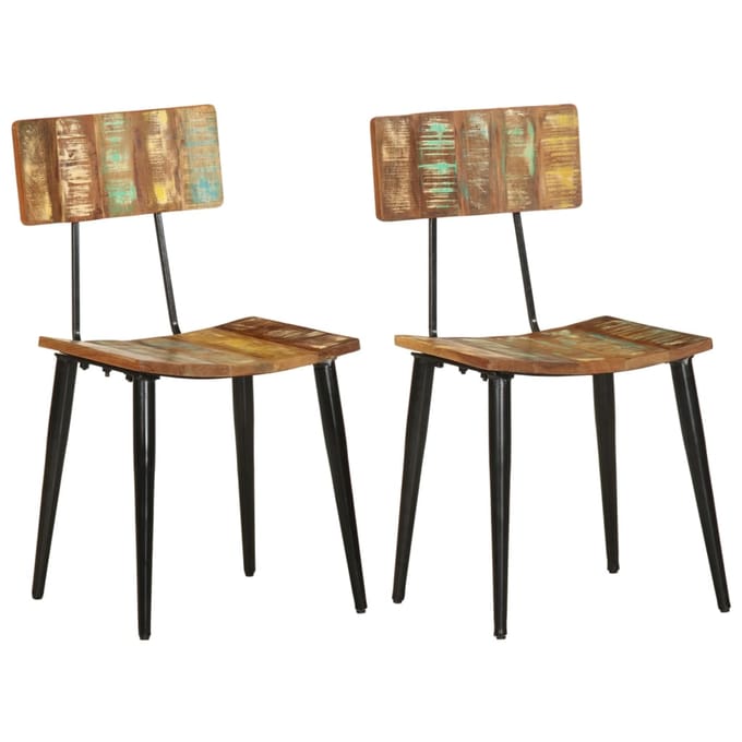 vidaXL - Eetkamerstoelen - 2 - st - massief - gerecycled - hout