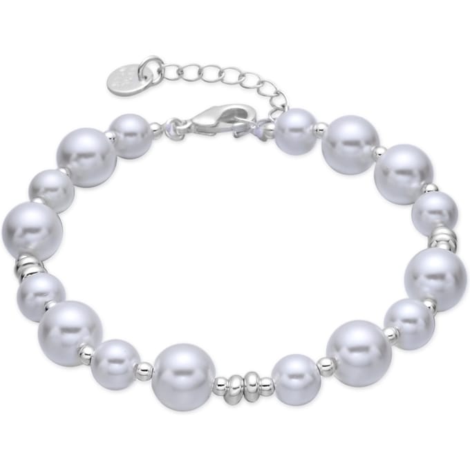 Luxenter Armband met witte parel, afwerking in rhodium - Akio